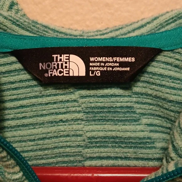 Women's North Face green striped jacket - Picture 2 of 4